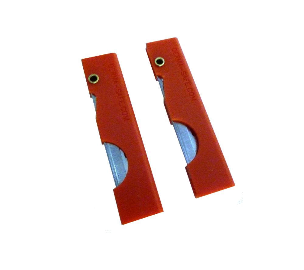 Derma Safe Folding Razor Knife 2 pack Orange for SERE Survival Tool Kit Blade