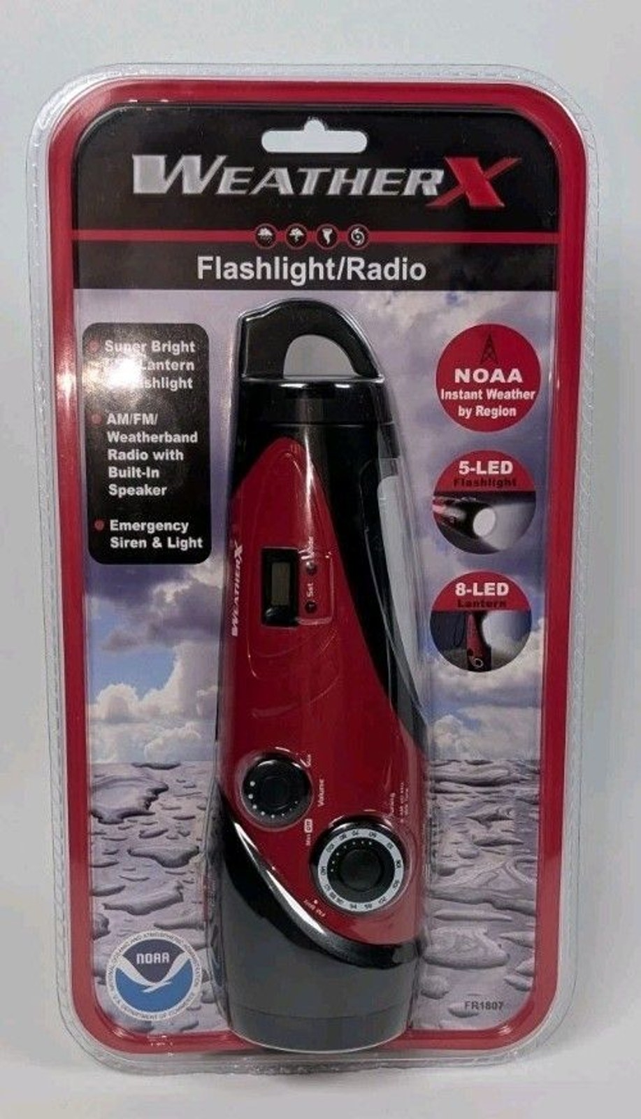 WeatherX Emergency NOAA Weather Radio Flashlight FR1807 LED Lantern AM/FM Siren