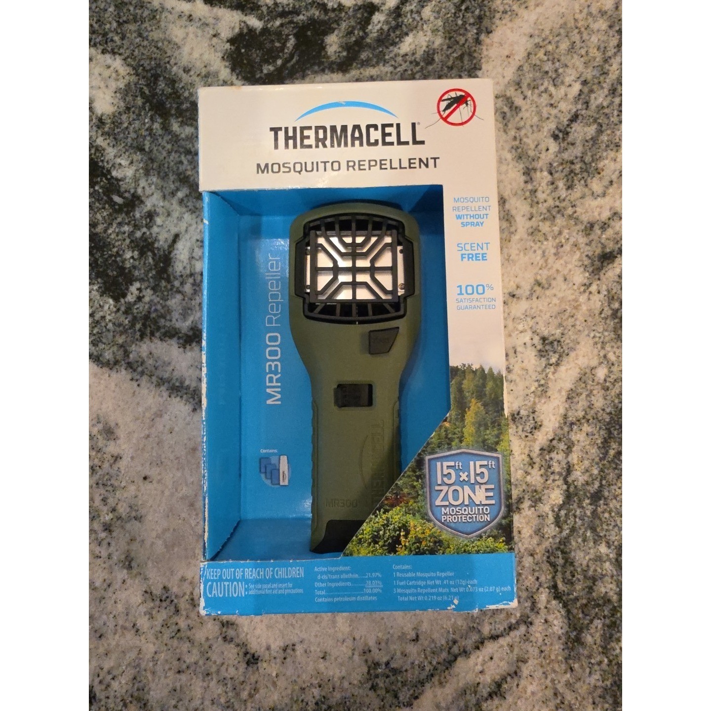 New Sealed Box – Thermacell Mosquito 300G Repeller – Olive Green 15 X 15 Zone