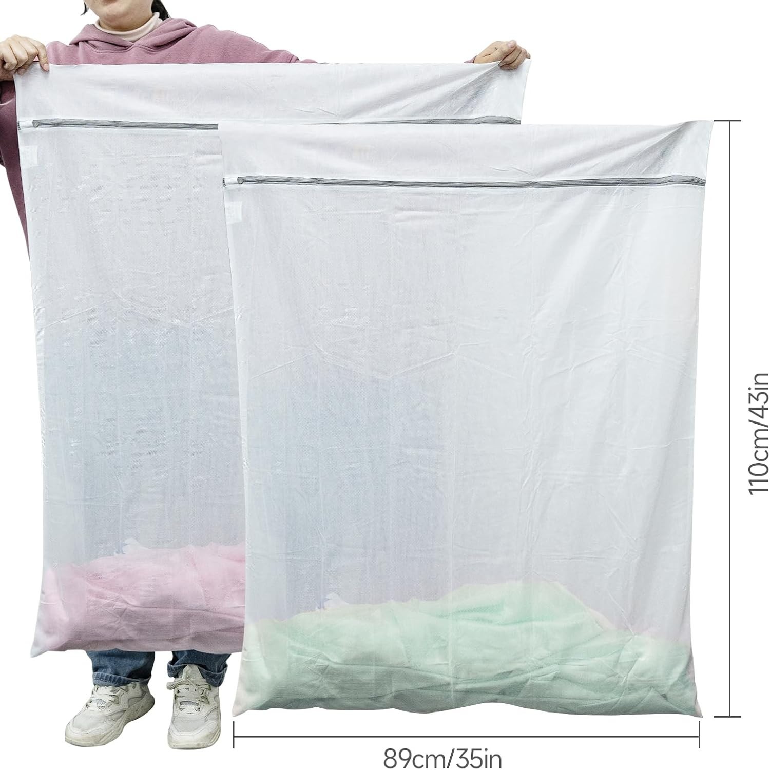 GOGOODA 2 Pack Extra Large Mesh Laundry Bag 43 2 XXXXL Large, Fine White