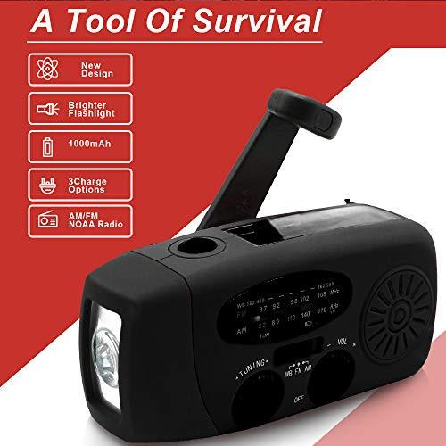 Upgrade Portable Solar Emergency Weather Radio Hand Crank AM/FM NOAA Survival