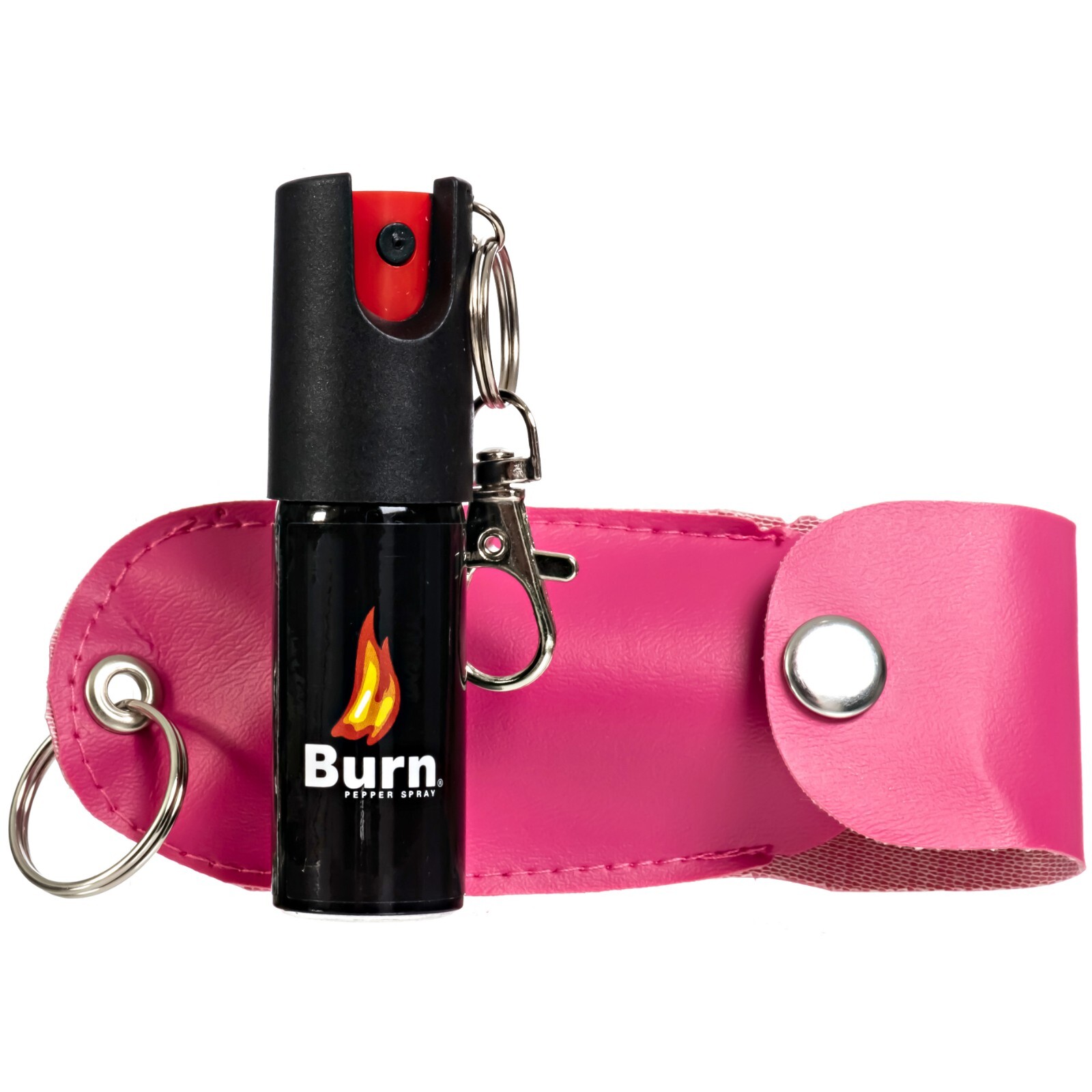BURN Pepper Spray Keychain 1/2oz Self Defense in Pink Holster
