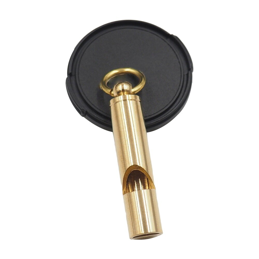 Solid Brass EDC Survival Whistle Keychains Hang Around Neck 47*10mm Waterproof
