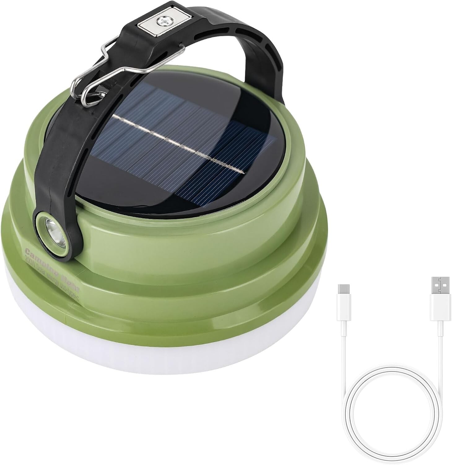 Large Capacity Lithium Battery Portable Flashlight LED Solar Camping Light 200 W