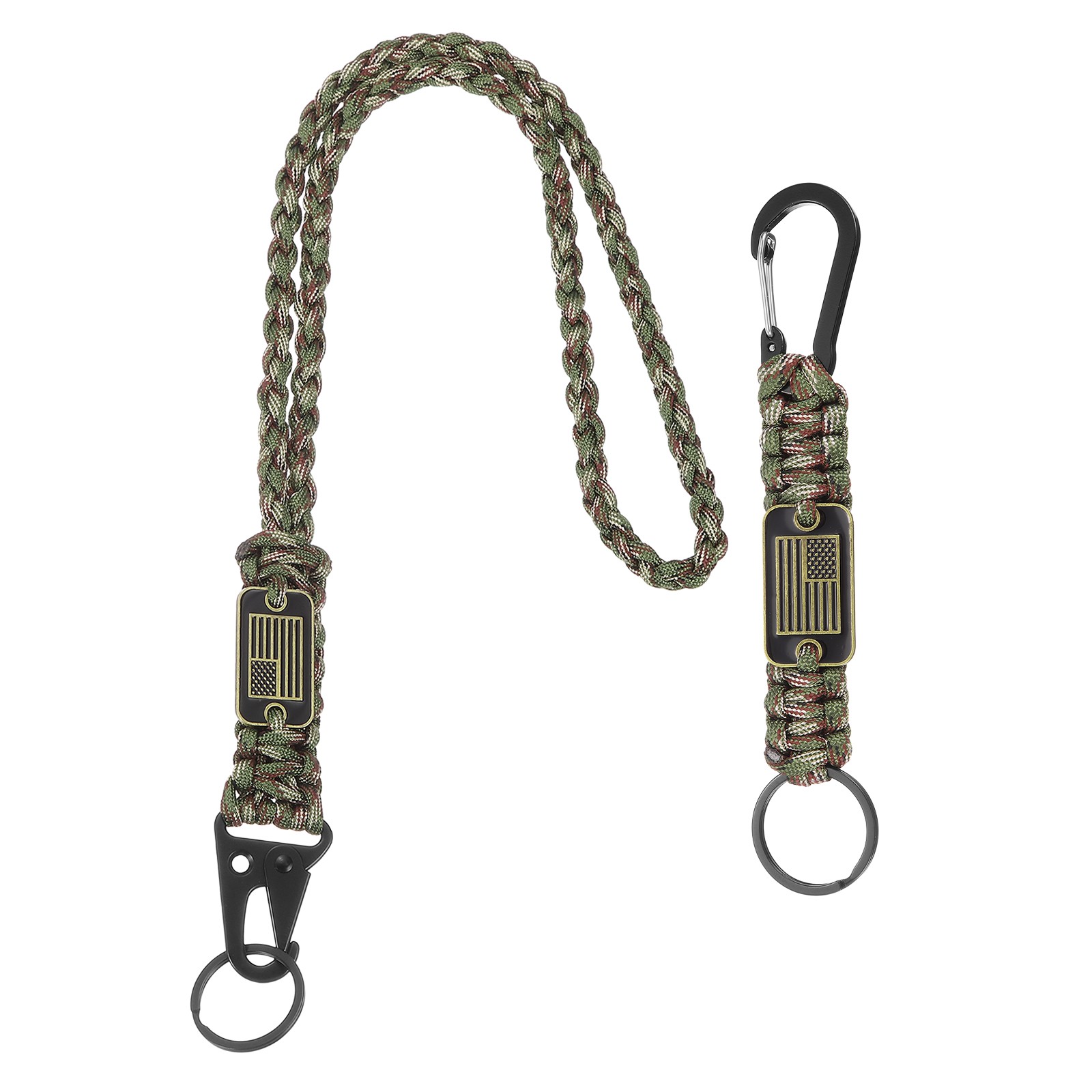 Paracord Keychain Carabiners Clip, 2Pcs& 19.7/6″ & Army Green Camouflage