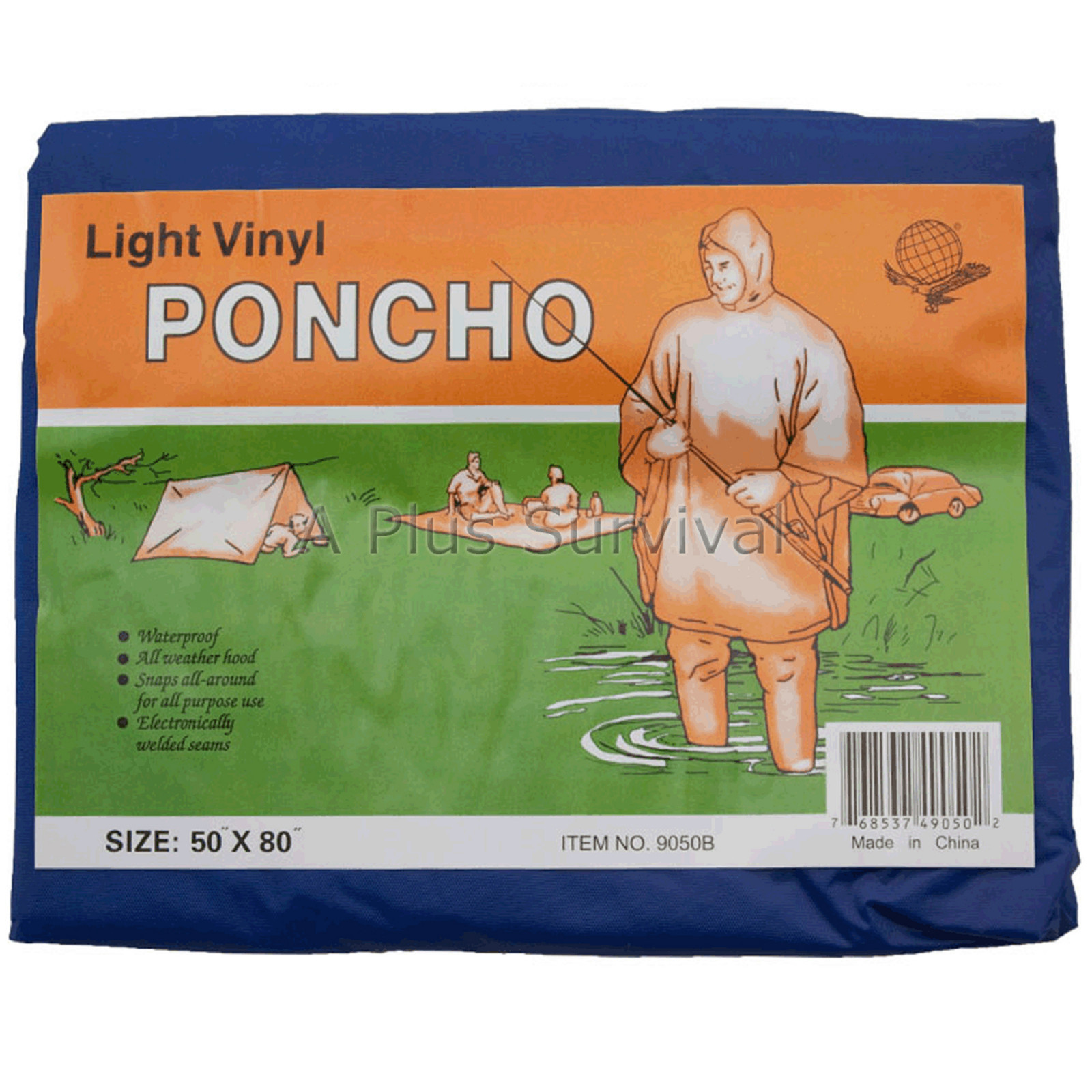 Blue Heavy Duty Emergency Poncho with Hood 50″ x 80″ Survival Emergency Kit