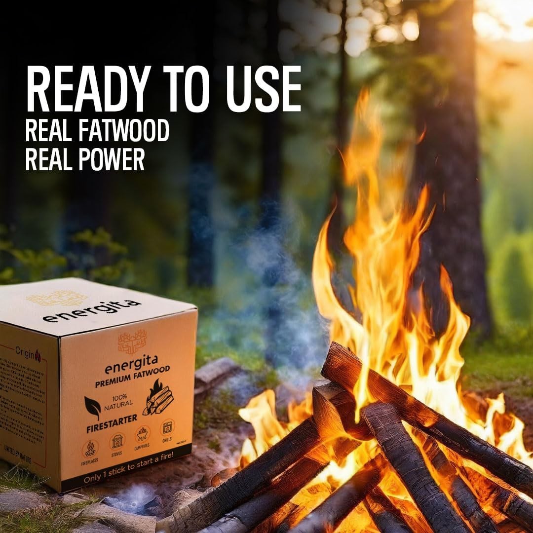 Energita 10lbs Premium Fatwood Fire Starter Sticks, 100% All Natural, Waterproof
