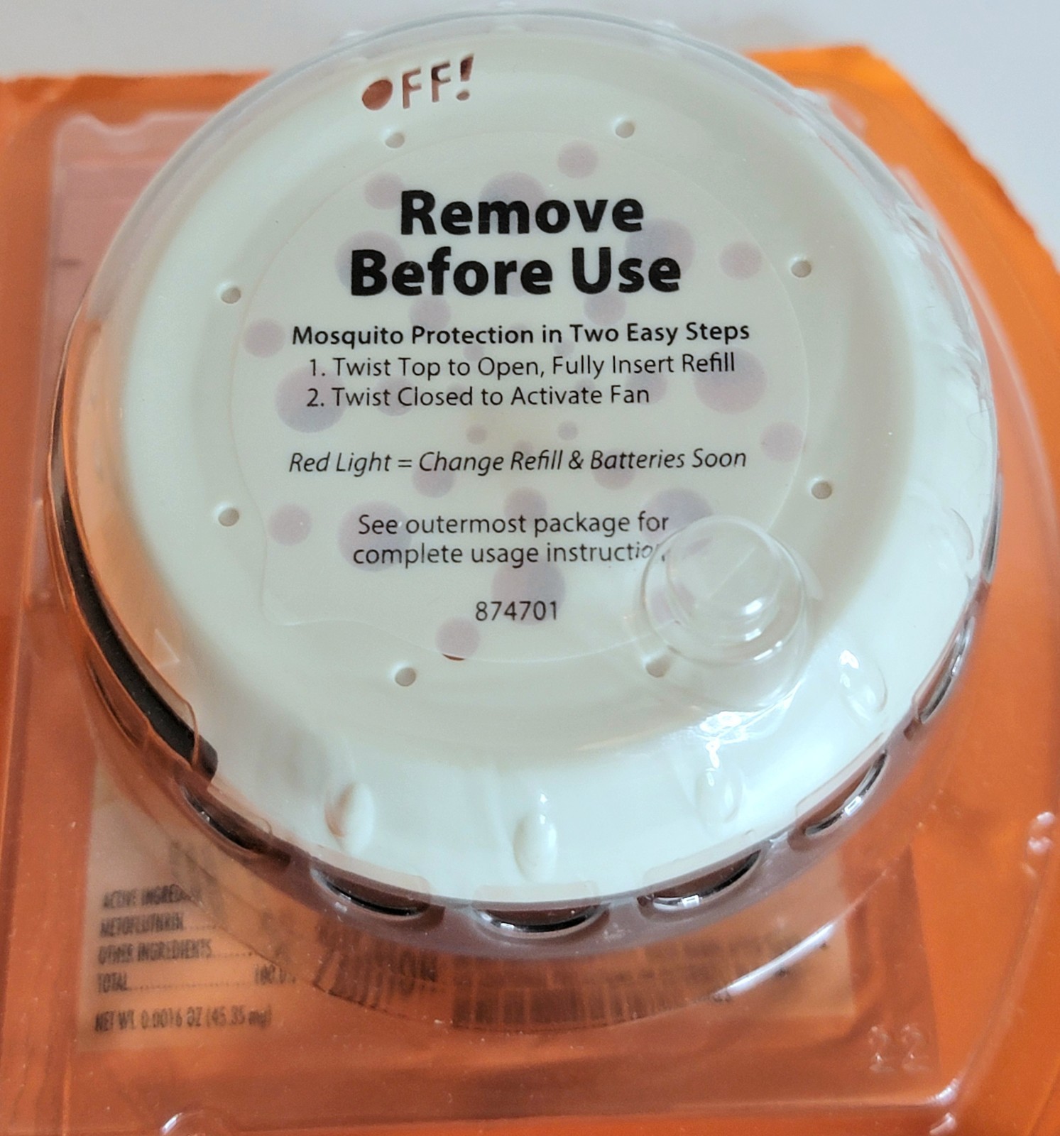 OFF! Clip On Mosquito Repellent Fan Unit+ 1 Refill 12 Hour Protection Sealed NEW