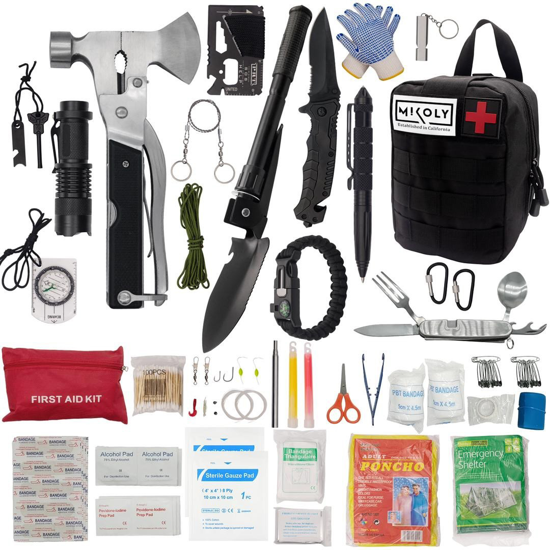 MIKOLY Emergency Survival Kit and First Aid Kit 142Pcs Professional Gear
