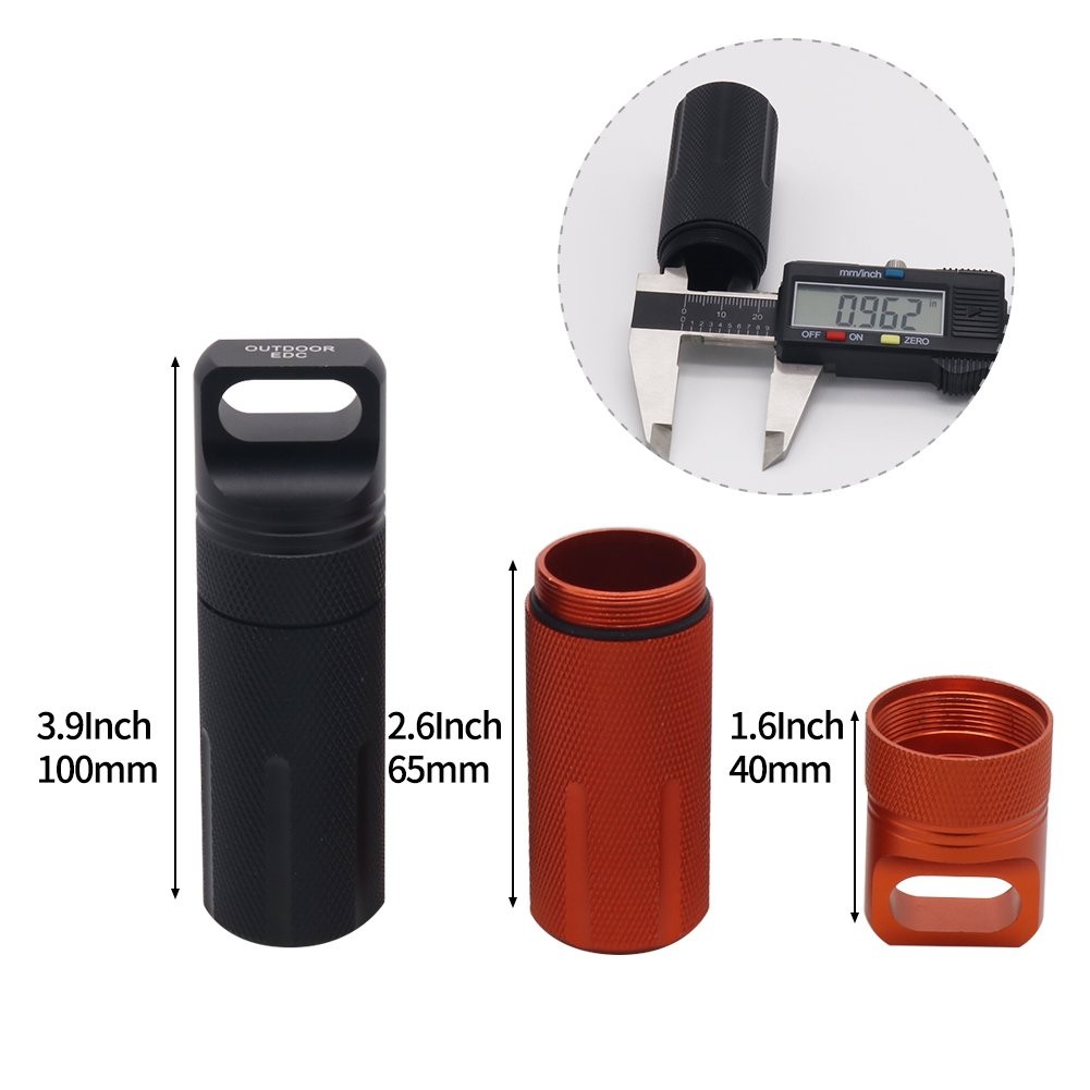 Outdoor Waterproof EDC Survival Container Capsule, Airtight Aluminum Bottle M…