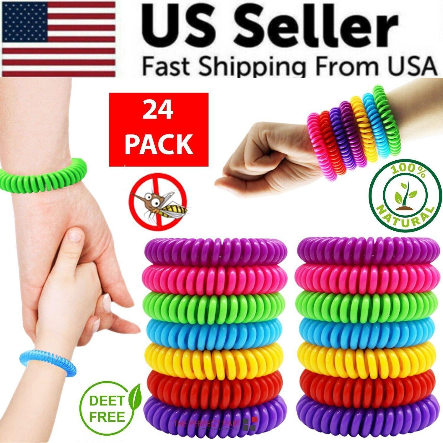 24 Pack Natural Citronella Silicone Wristbands for Outdoor Camping Traveling