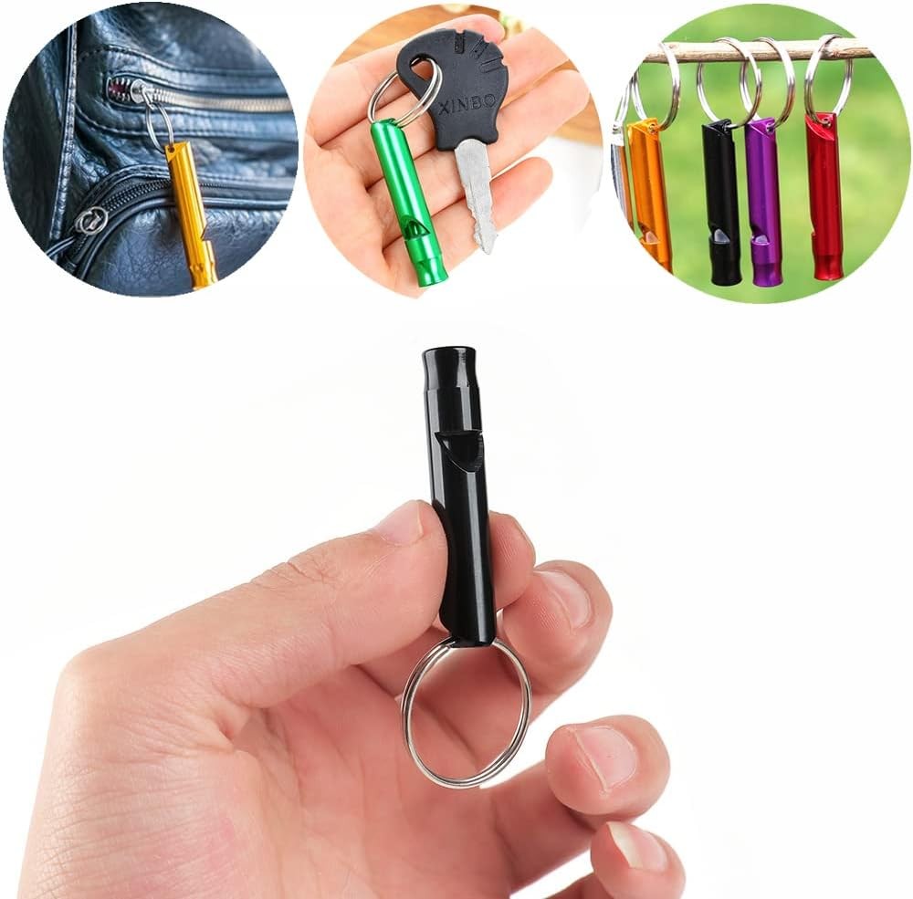 50 Pieces Emergency Whistle with Keychain Aluminum Whistle Survival Whistle …
