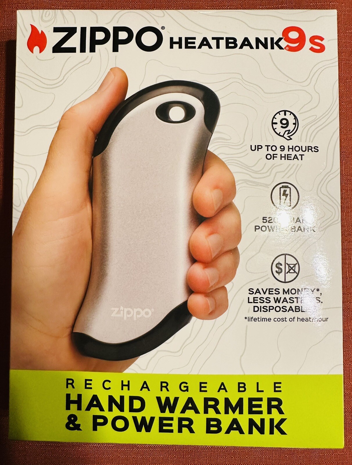 Zippo SILVER HeatBank 9s Rechargeable Hand Warmer & Power Bank SEALED