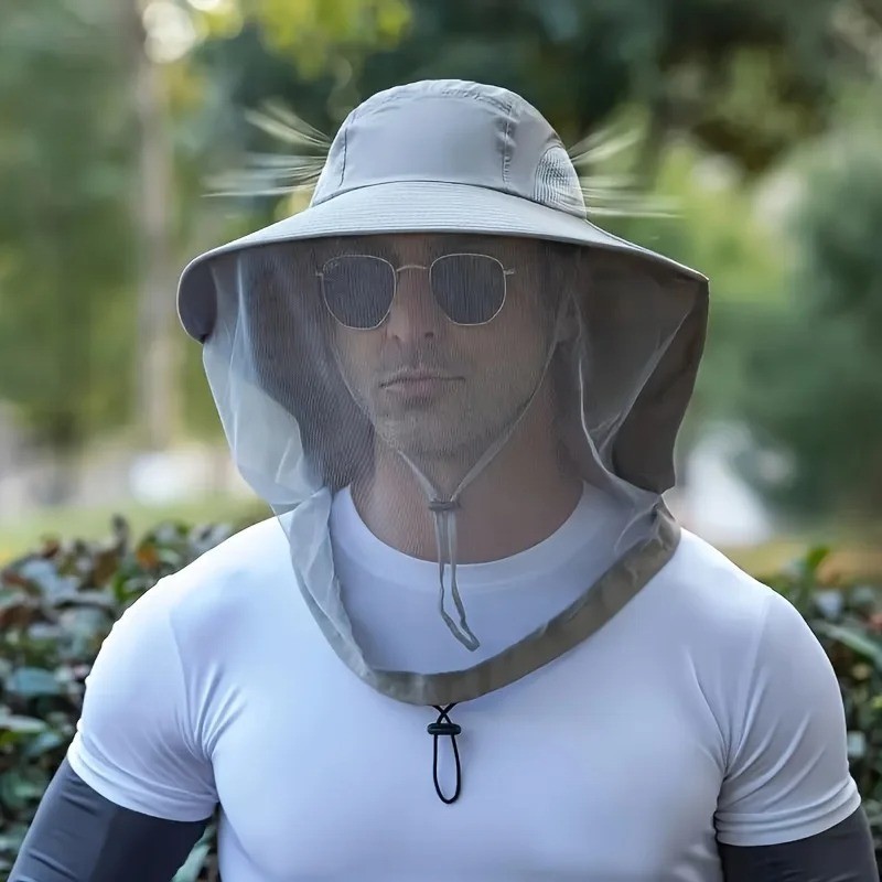 Mosquito Bug Fly Bee Insect Head Face Net Hat Sun Protection Fishing Hiking Cap