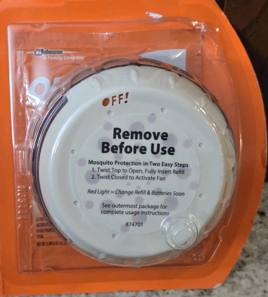 Off! CLIP ON Mosquito Repellent FAN unit 12 hour protection ~Circular design NOS