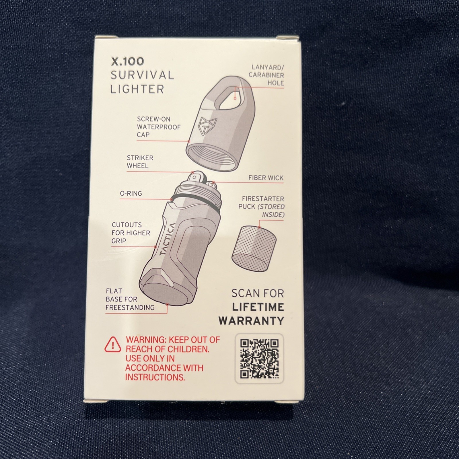 TACTICA X.100 COMPACT GRAY WATERPROOF REFILLABLE SURVIVAL LIGHTER NEW