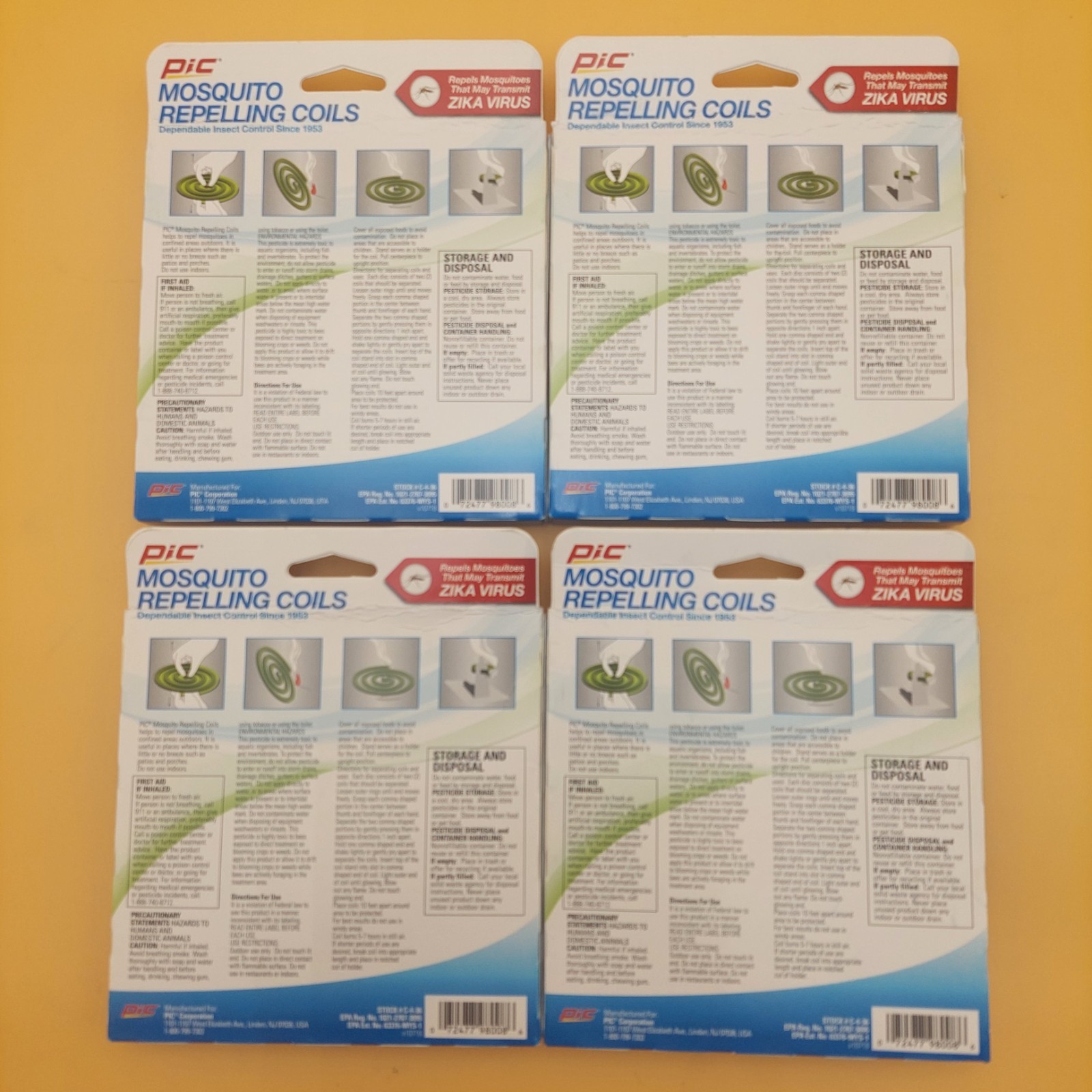 PIC Mosquito Repelling Repellent Coils 4 Packs 4-Coils per Pack 16 Total Coils