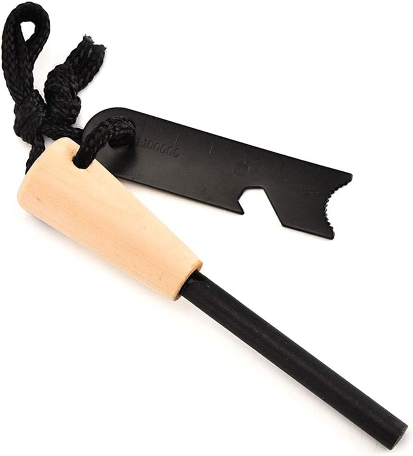 Ferrocerium Rod 5″ Fire Starter w/ Handle and Steel Scraper Flint Striker