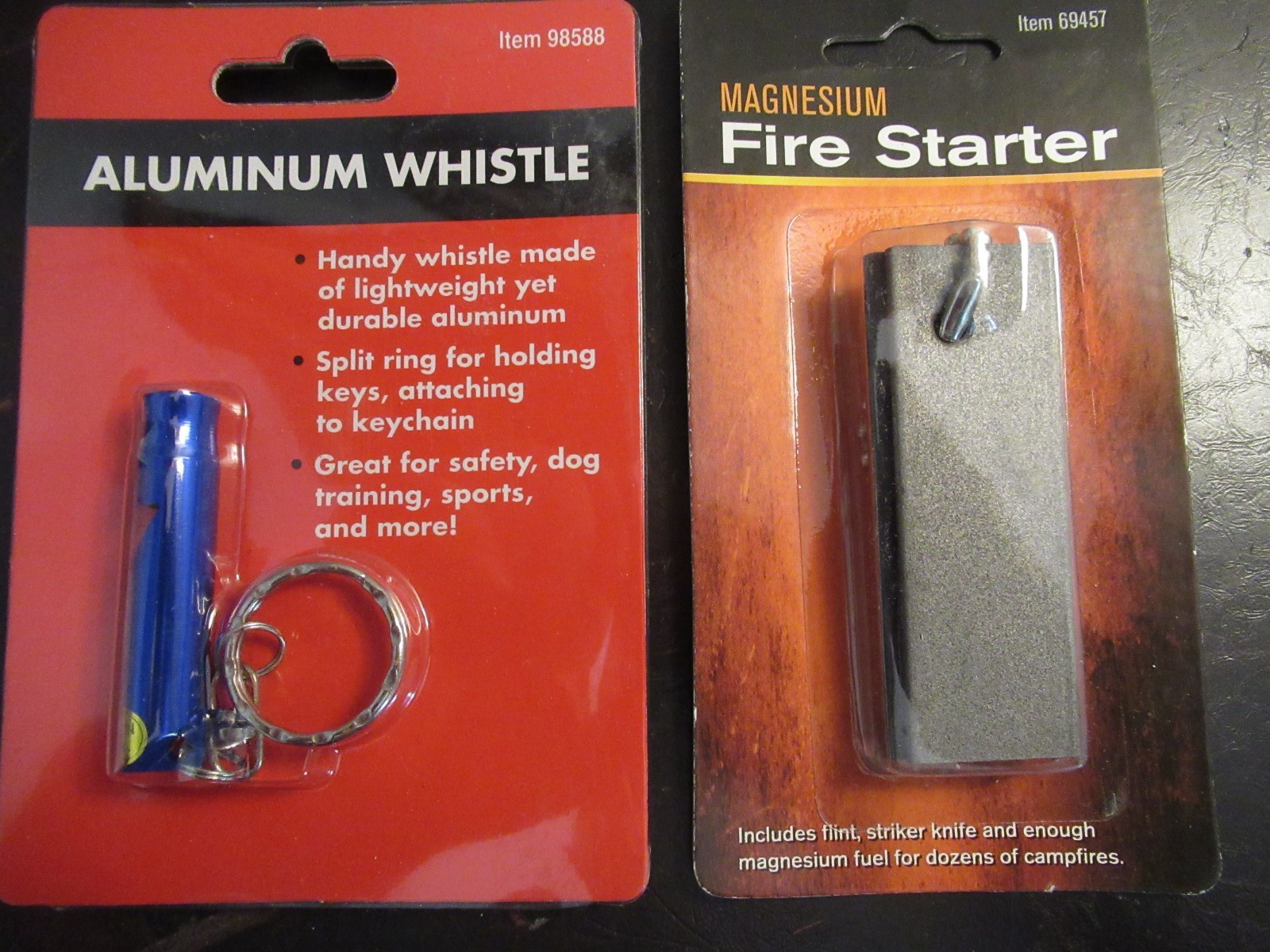 Magnesium Fire Starter + Aluminum Whistle Hiking Camping Hunting Outdoors