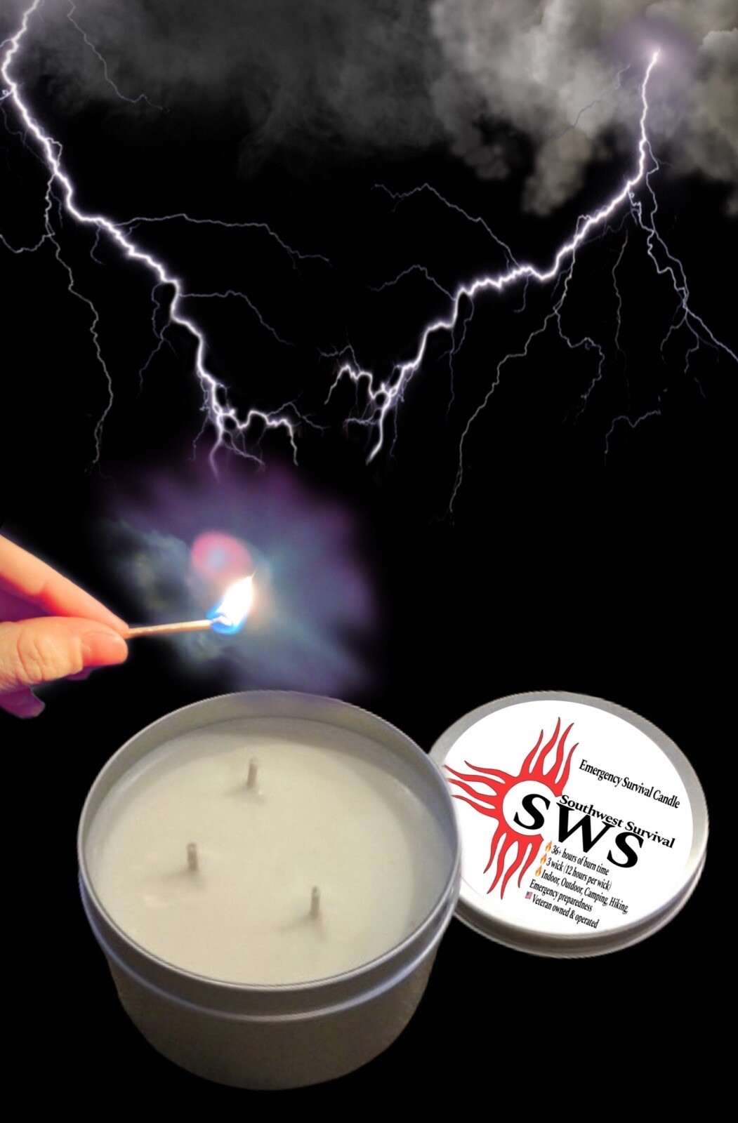 Emergency Candle – 3 Wick 100% Soy Wax Extra Bright For Blackouts Long Burn