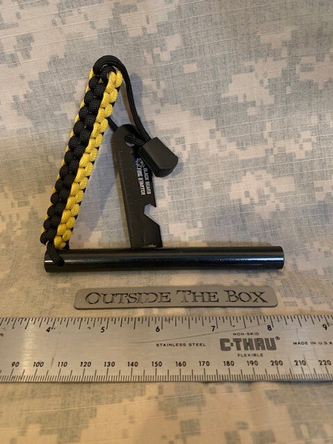 Black Beard Fire FERRO ROD – 1/2″x5″ w/Paracord Handle & Steel Striker