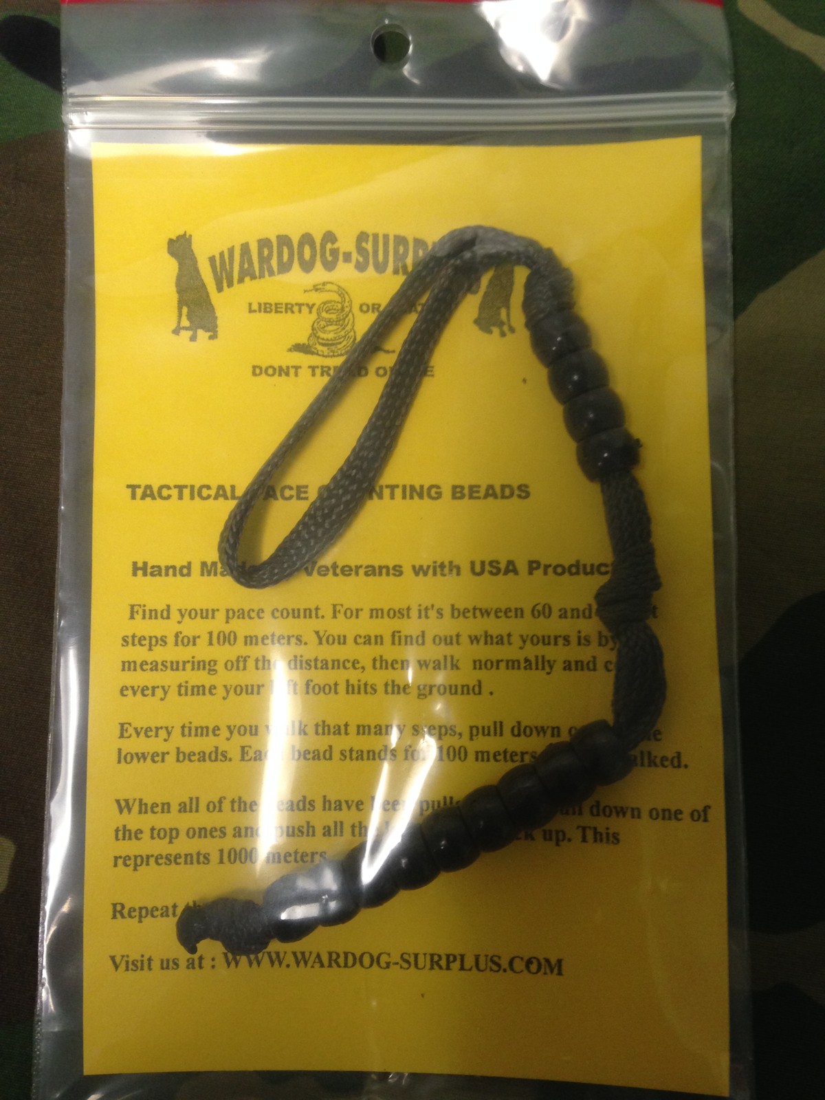 NEW Tactical Pace Count Beads for Land Nav / Hiking Vet Made in the USA Ranger