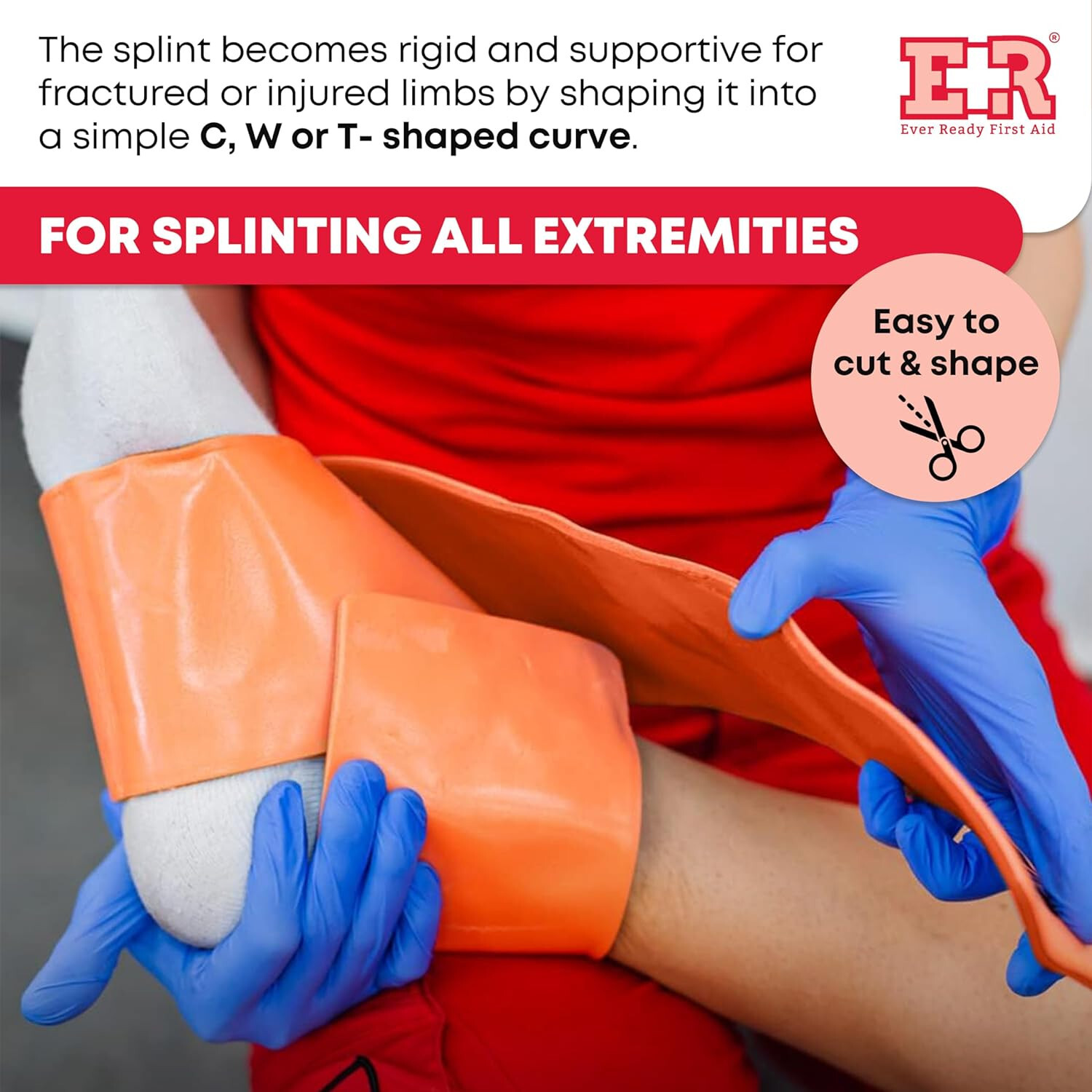 EVER READY FIRST AID UNIVERSAL ALUMINUM SPLINT WATERPROOF ORANGE 4 1/4 X 24″