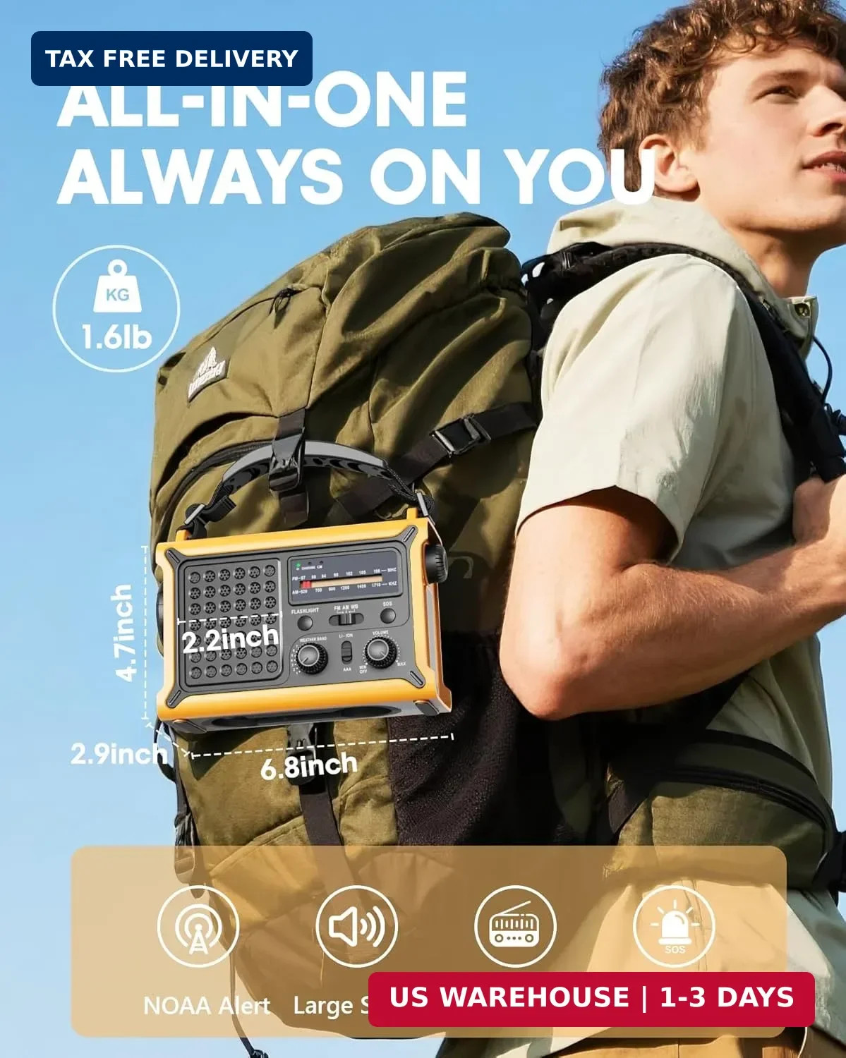 12000mAh Emergency Weather Radio Solar Hand Crank AM/FM/NOAA Phone Charger Toy