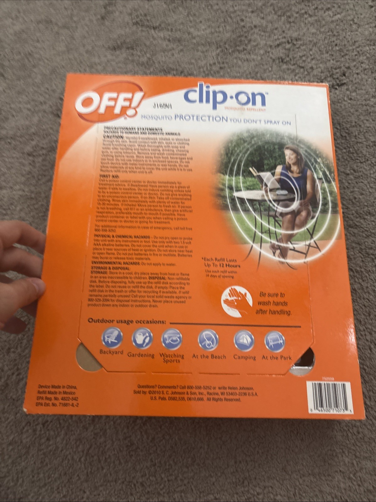 Off! Clip On Mosquito Bun Fan Circulated Repellent 1 Unit 4 Refills Sealed New