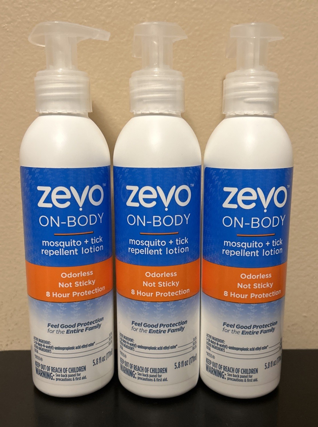 (3) Zevo On-Body 8 Hour Mosquito & Tick Repellent Lotion 5.8 Fl Oz🚫🦟🚫🦟