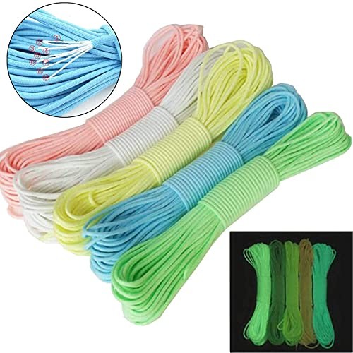 5 Colors x 10 Feet Luminous Paracord Bracelet Cord 4mm Glow in The Dark 9
