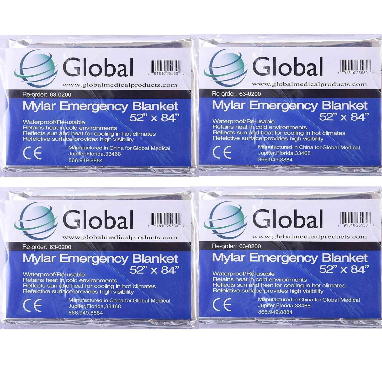4 Pack Emergency Solar Blanket Survival Safety Insulating Mylar Thermal Heat