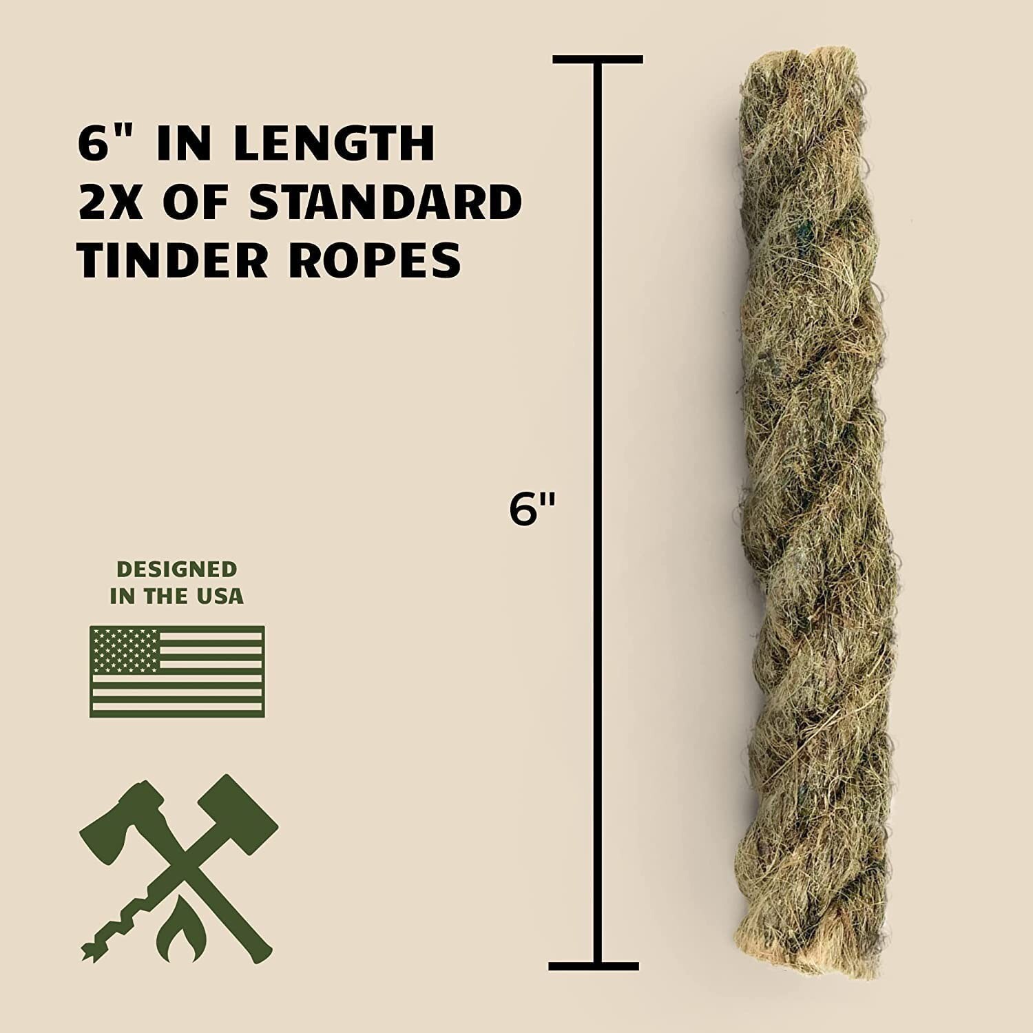 Bushcraft Survival 5 Pack Jumbo Fire Starter Jute Tinder Ropes
