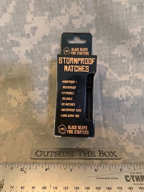 Black Beard Fire STORMPROOF MATCHES – (20) Matches, Case w/Striker, Long Burn