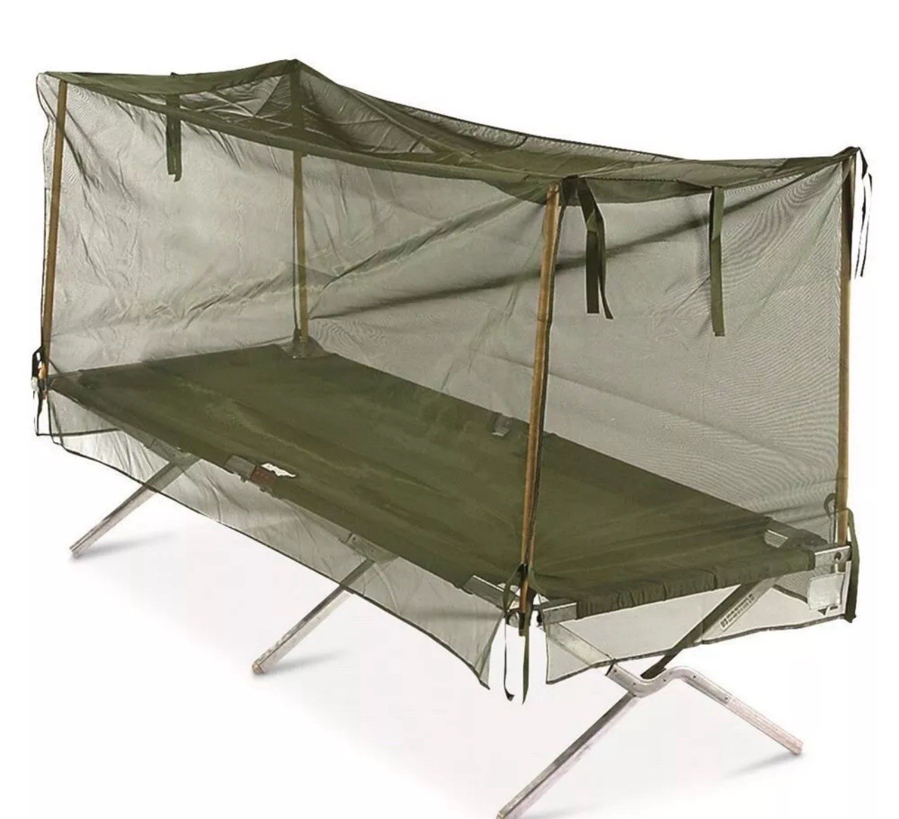 US MILITARY SPEC Insect Bar / Mosquito Net + 4 Poles for Cot Tent Camping Hiking