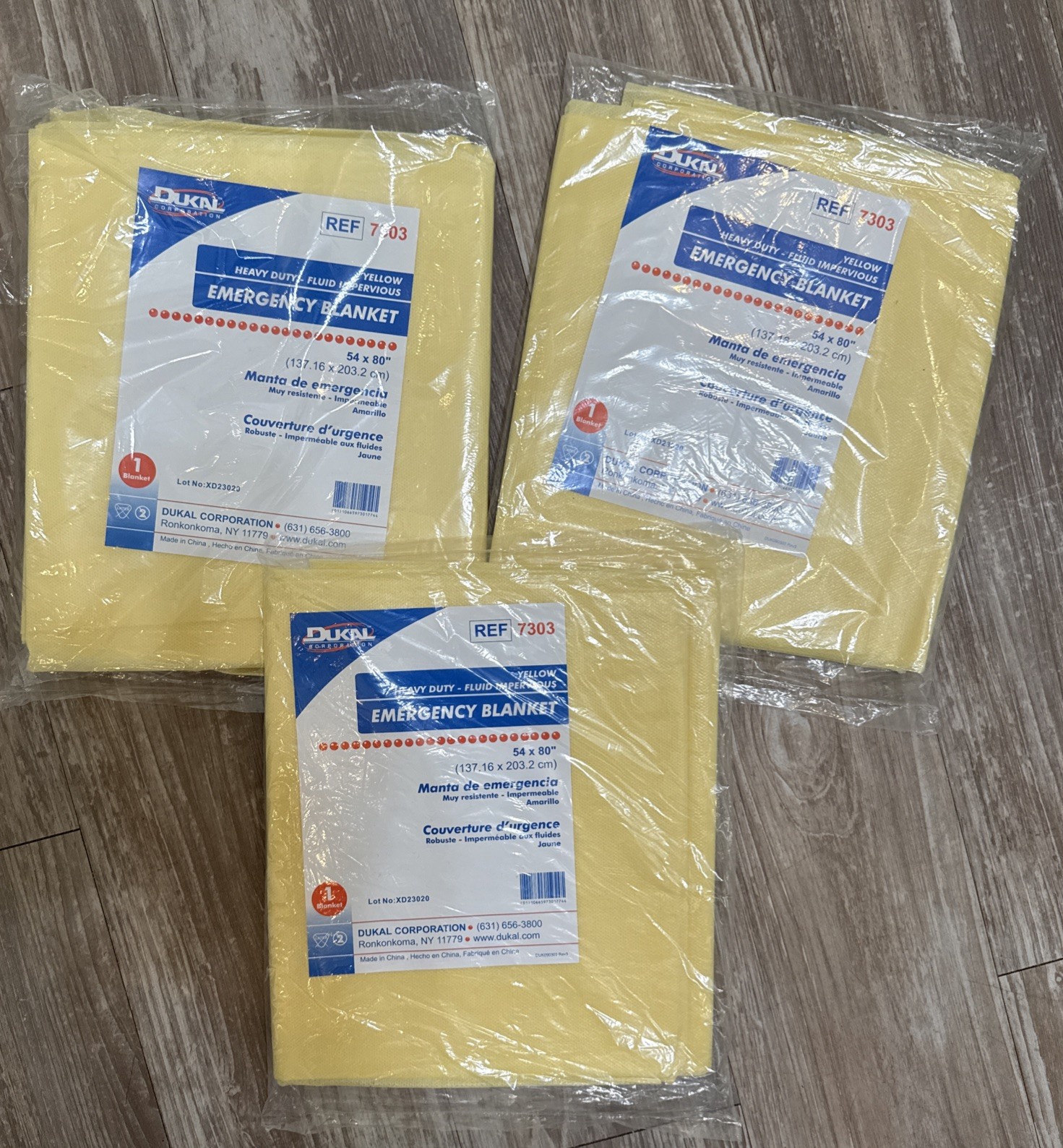 3 Dukal 7303 Emergency Blanket, Yellow, Heavy Duty, Fluid Impervious, 54″ X 80″