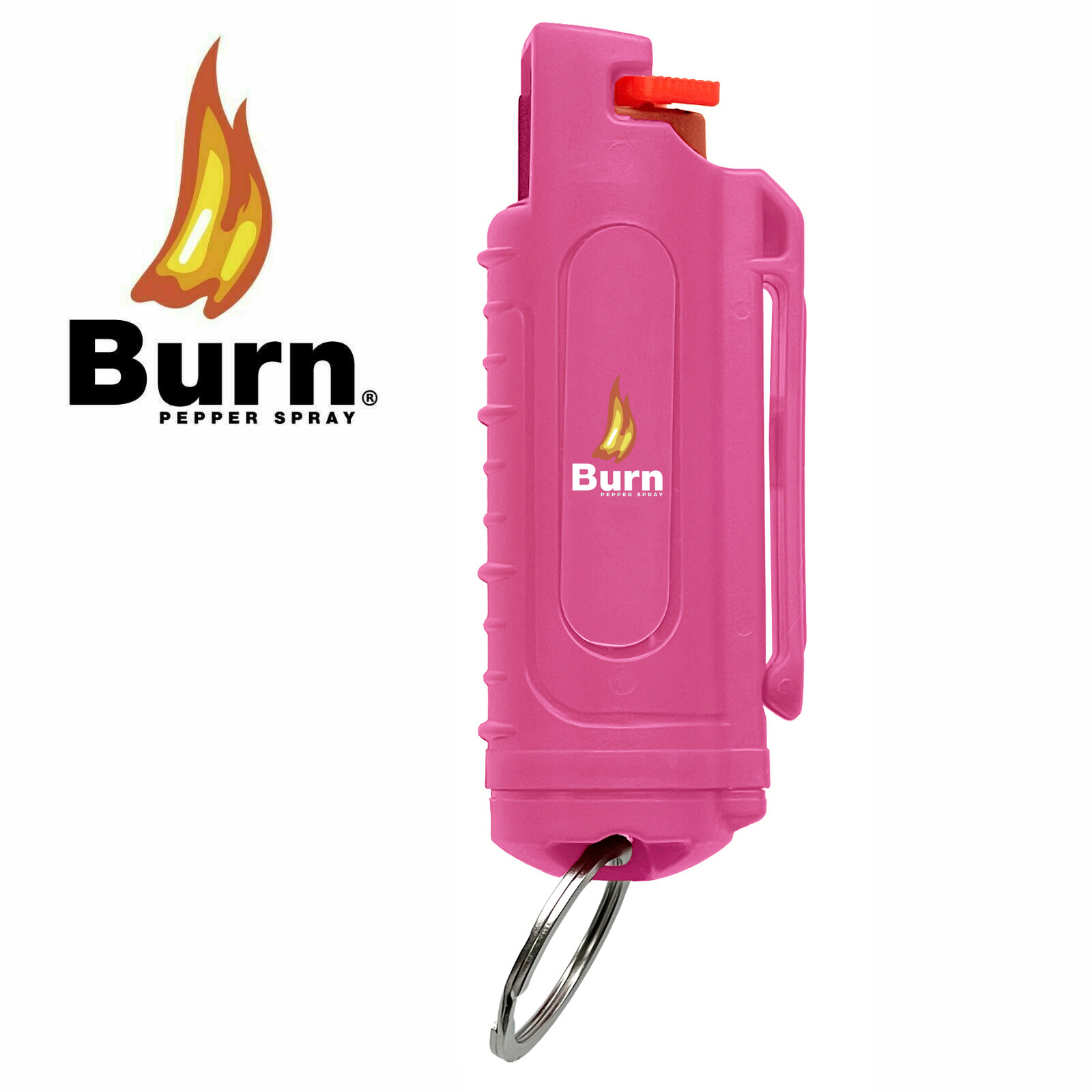 BURN Pepper Spray 1/2oz Keychain – Self Defense Safety Lock Case Molded Pink