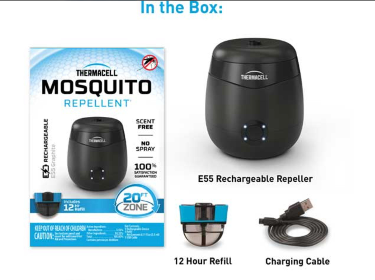 Thermacell E55 Rechargeable Mosquito Repeller Patio Outdoor Camping Charcoal