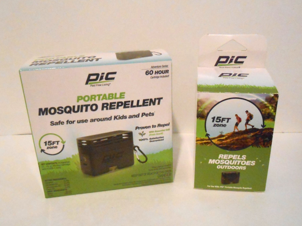 PIC PORTABLE MOSQUITO REPELLENT 60 HOUR 15FT ZONE plus REFILL ~ NEW