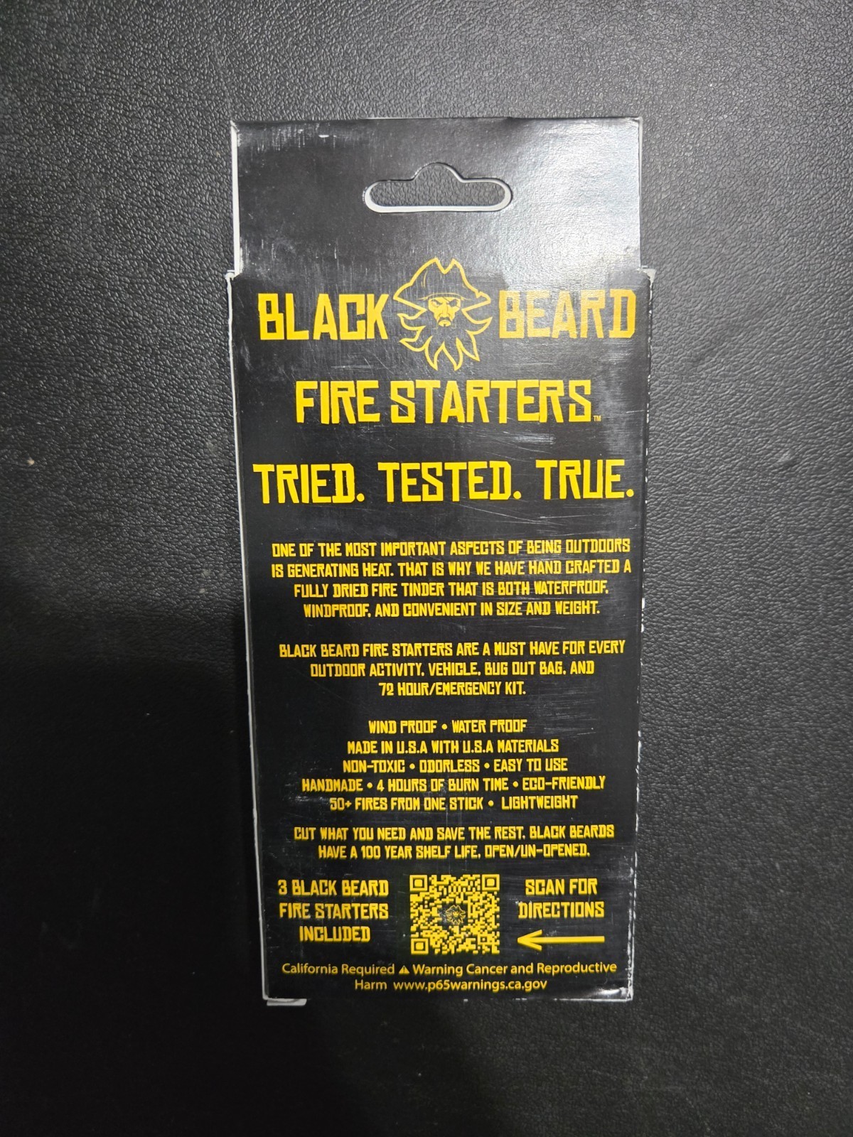 Black Beard Fire Starters 3 Pack Fire Rope Black 3 Pack 50+ Fires Each
