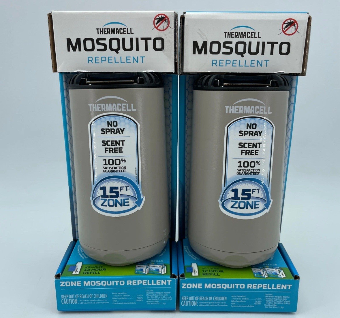 THERMACELL Mosquito Repellent Zone Device 15ft No Spray Scent Free NEW 2 Pack