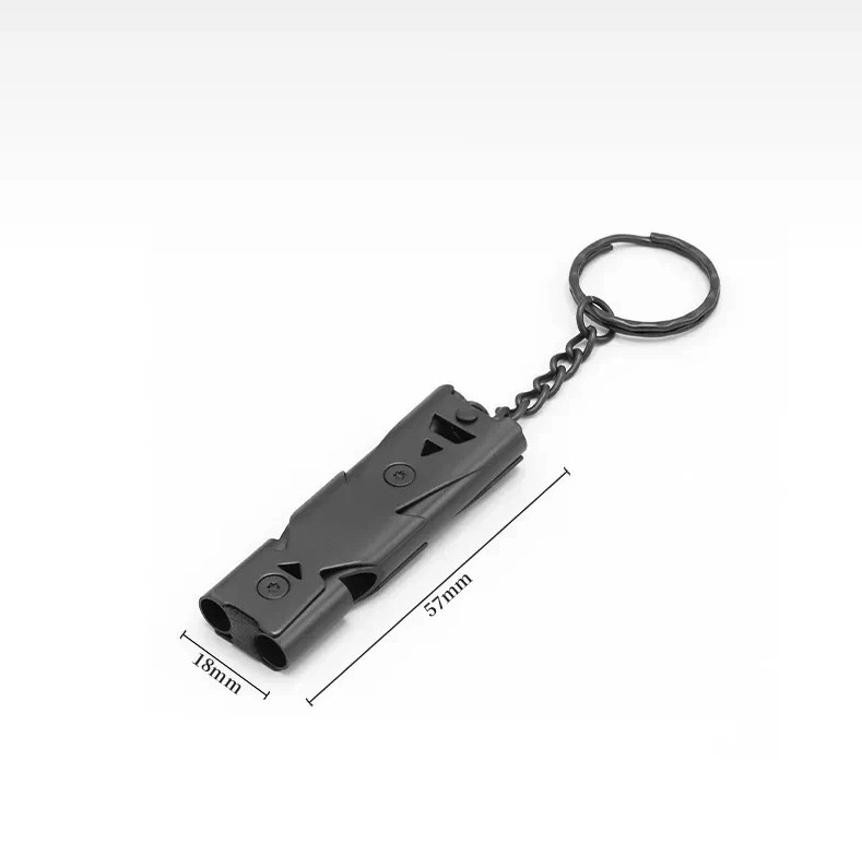 1pc 150DB Double Tube Survival Whistle Steel Emergency Rescue Tool – NEW