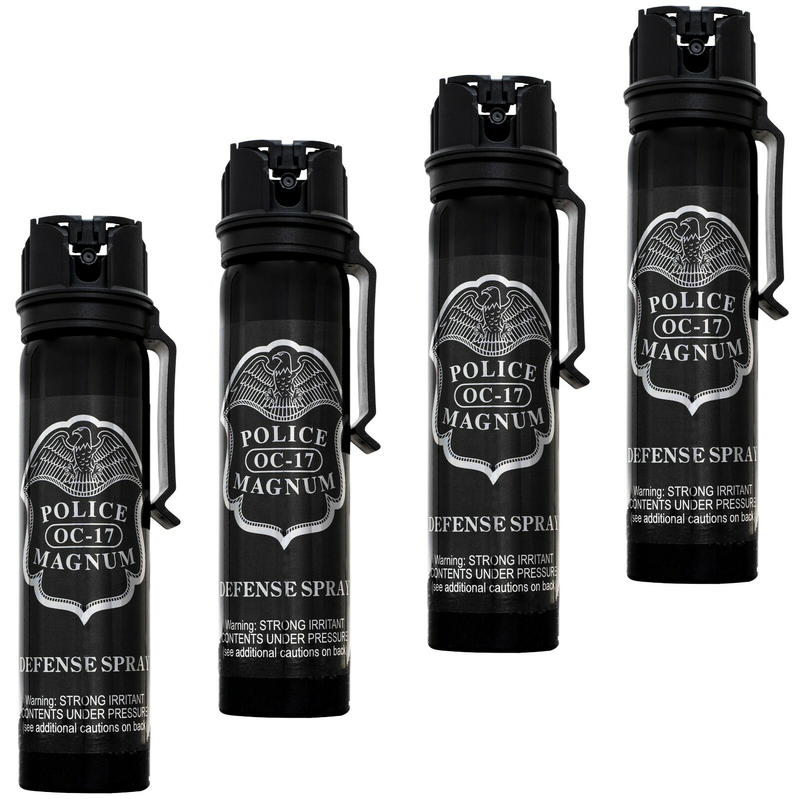 4 POLICE MAGNUM Pepper Spray Defense 5oz Flip Top Belt Clip Stream Protection