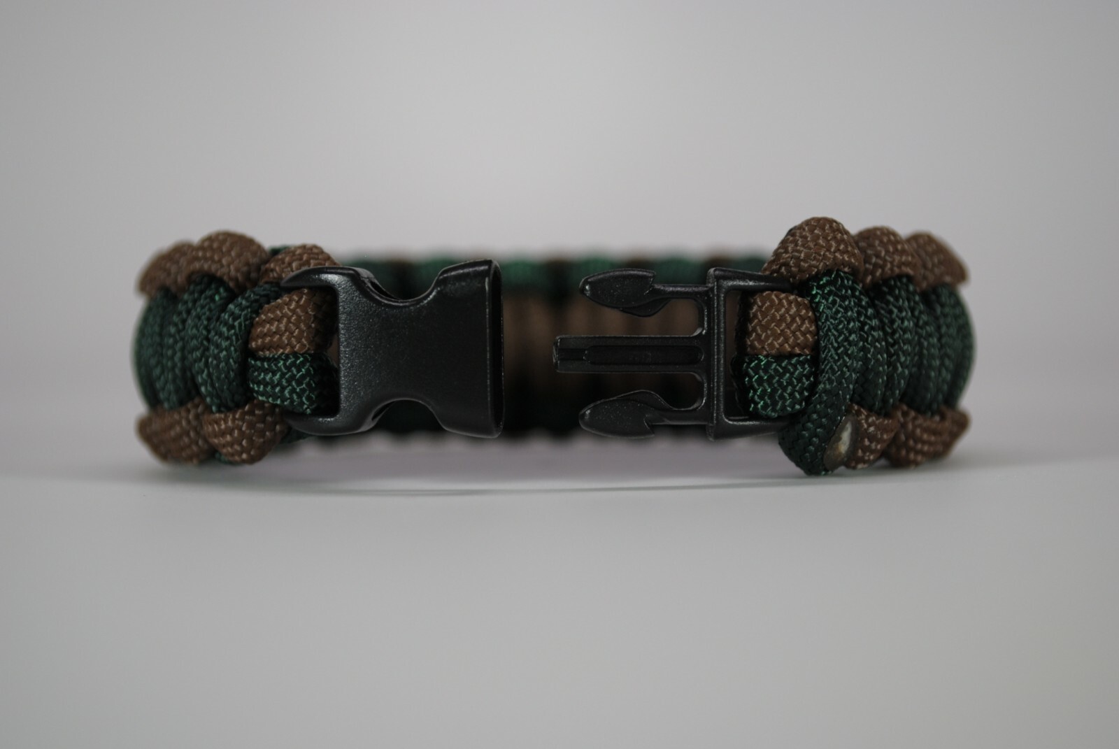 550 Paracord Survival Bracelet Cobra Dark Brown/Emerald Green “Made in the USA”