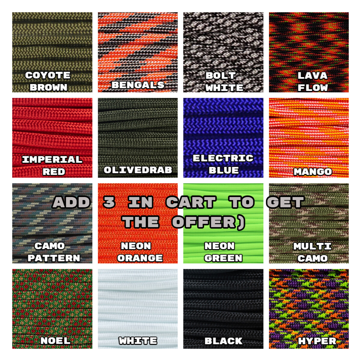 Paracord Planet 10 Feet 550 Parachute Cord Type III 7 Strand, Bracelet, Survival