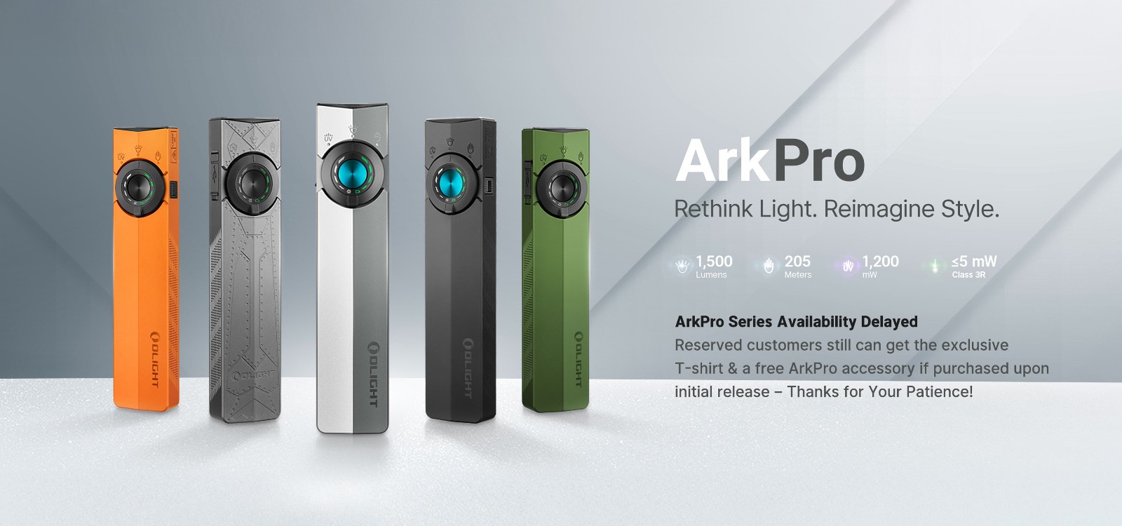 Olight ArkPro 1500 Lumen EDC Flashlight with UV Light & Green Laser (Green)