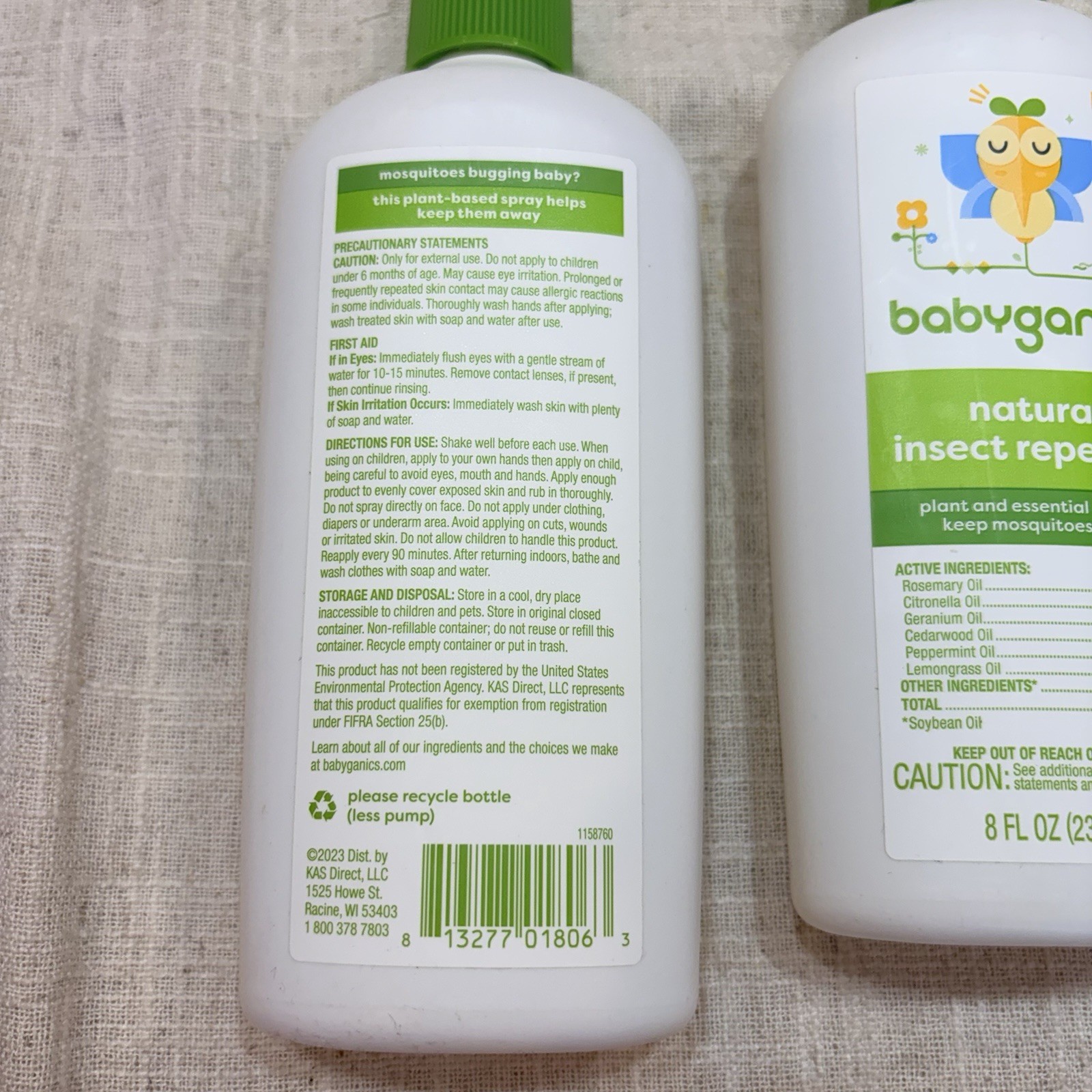 Babyganics Insect Spray, 8oz, 2 pack, Made with Plant and Essential Oils, Packag