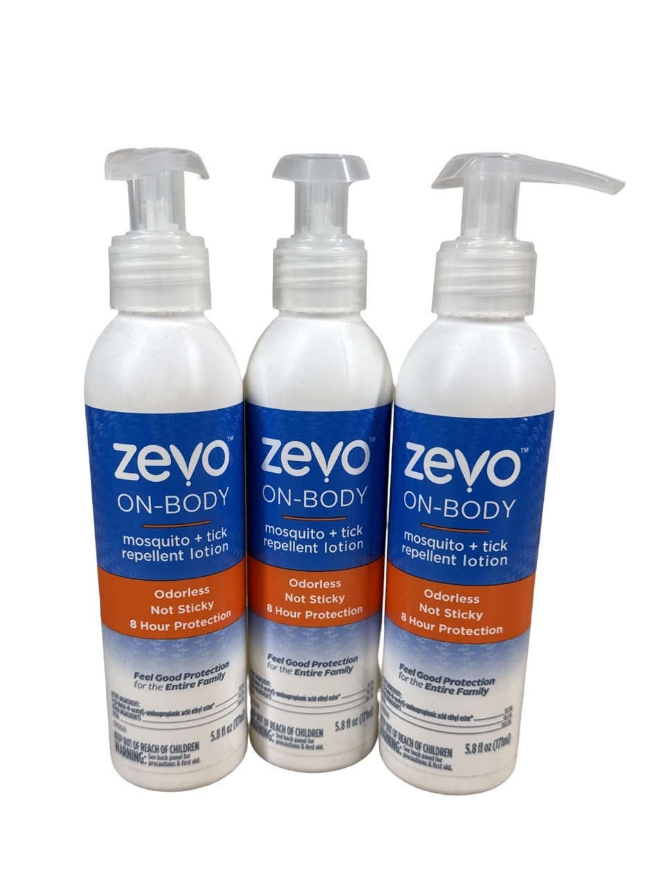 3 x Zevo On Body Mosquito & Tick Repellent Lotion 5.8 fl. – 6 Bottles – NEW
