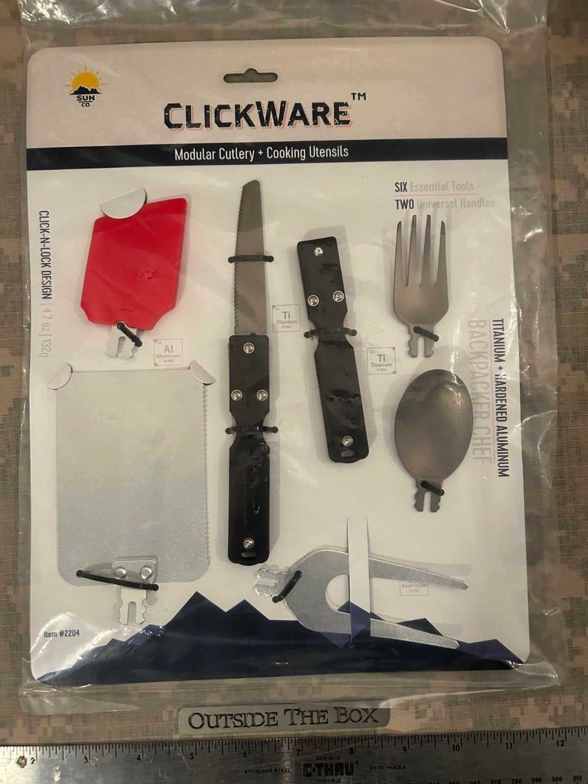 Sun Company: ClickWare “Backpacker Chef” 8+ pc Cookware set, Titanium/Aluminum