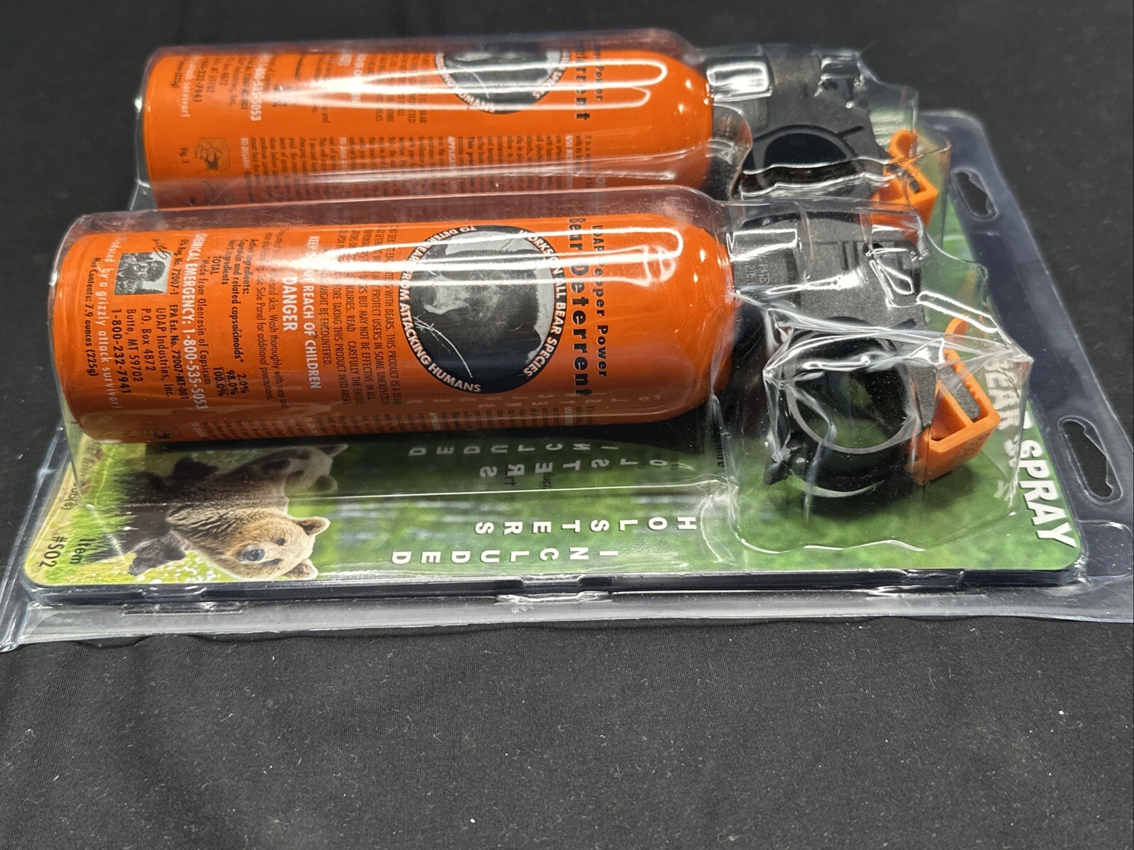 Lot of 2 UDAP Pepper Power Bear Spray Repellant With 2 Holsters 30 Foot Fog